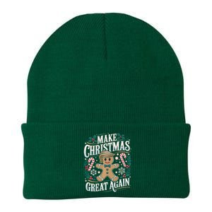 Funny Trump Gingerbread Man Make Christmas Great Again 2024 Knit Cap Winter Beanie