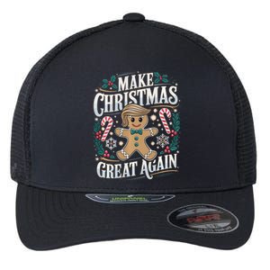 Funny Trump Gingerbread Man Make Christmas Great Again 2024 Flexfit Unipanel Trucker Cap