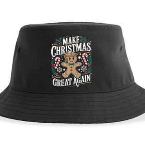 Funny Trump Gingerbread Man Make Christmas Great Again 2024 Sustainable Bucket Hat