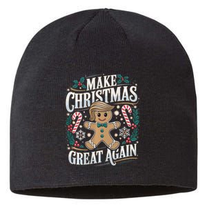 Funny Trump Gingerbread Man Make Christmas Great Again 2024 Sustainable Beanie