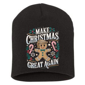 Funny Trump Gingerbread Man Make Christmas Great Again 2024 Short Acrylic Beanie