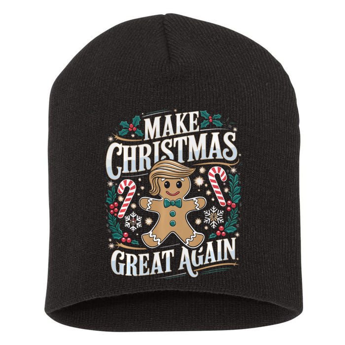 Funny Trump Gingerbread Man Make Christmas Great Again 2024 Short Acrylic Beanie