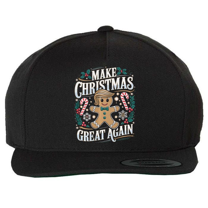 Funny Trump Gingerbread Man Make Christmas Great Again 2024 Wool Snapback Cap