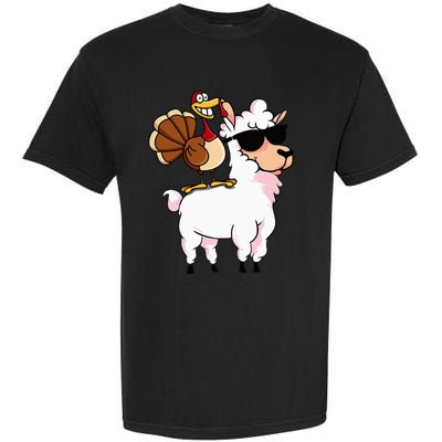 Funny Thanksgiving Gifts Hipster Llama Riding Turkey Garment-Dyed Heavyweight T-Shirt