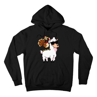 Funny Thanksgiving Gifts Hipster Llama Riding Turkey Hoodie