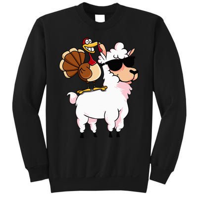 Funny Thanksgiving Gifts Hipster Llama Riding Turkey Sweatshirt