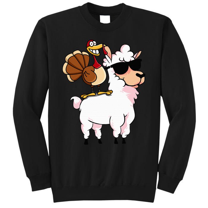 Funny Thanksgiving Gifts Hipster Llama Riding Turkey Sweatshirt