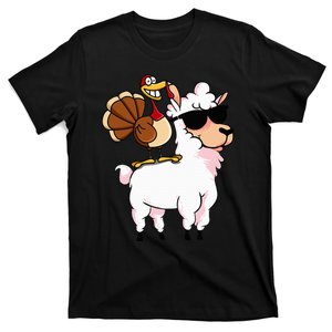 Funny Thanksgiving Gifts Hipster Llama Riding Turkey T-Shirt