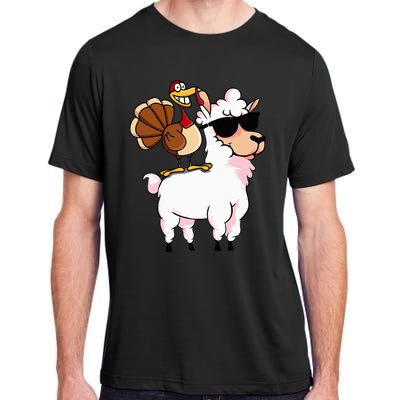 Funny Thanksgiving Gifts Hipster Llama Riding Turkey Adult ChromaSoft Performance T-Shirt