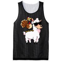 Funny Thanksgiving Gifts Hipster Llama Riding Turkey Mesh Reversible Basketball Jersey Tank