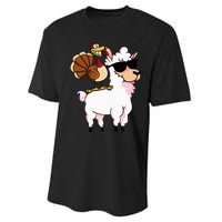 Funny Thanksgiving Gifts Hipster Llama Riding Turkey Performance Sprint T-Shirt