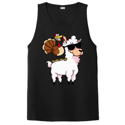 Funny Thanksgiving Gifts Hipster Llama Riding Turkey PosiCharge Competitor Tank