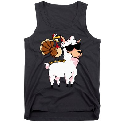 Funny Thanksgiving Gifts Hipster Llama Riding Turkey Tank Top