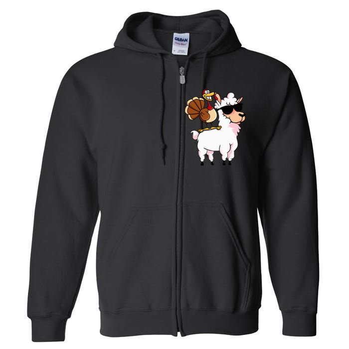 Funny Thanksgiving Gifts Hipster Llama Riding Turkey Full Zip Hoodie