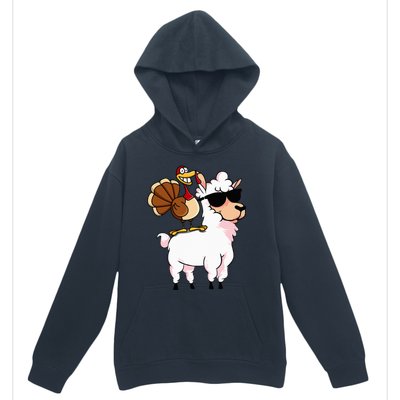 Funny Thanksgiving Gifts Hipster Llama Riding Turkey Urban Pullover Hoodie