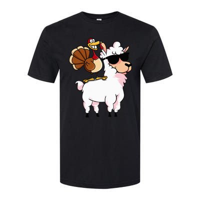 Funny Thanksgiving Gifts Hipster Llama Riding Turkey Softstyle CVC T-Shirt