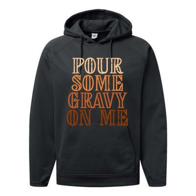 Funny Thanksgiving Gravy Pouring Festive Apron Performance Fleece Hoodie