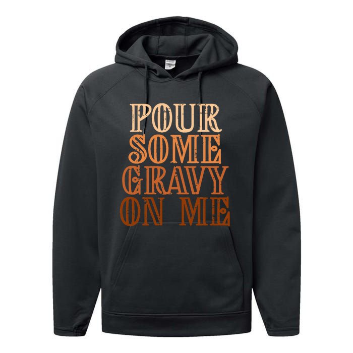 Funny Thanksgiving Gravy Pouring Festive Apron Performance Fleece Hoodie