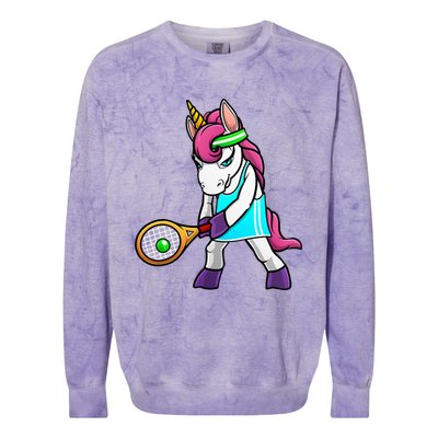 Funny Tennis Gift For Women Unicorn Lovers Cool Sports Colorblast Crewneck Sweatshirt