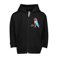 Funny Tennis Gift For Women Unicorn Lovers Cool Sports Toddler Zip Fleece Hoodie