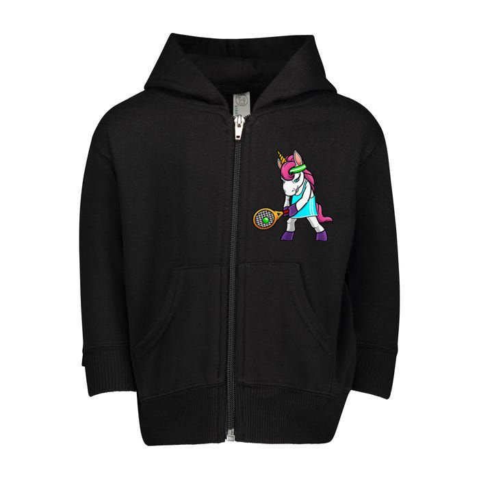 Funny Tennis Gift For Women Unicorn Lovers Cool Sports Toddler Zip Fleece Hoodie