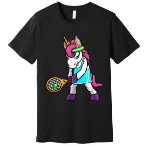 Funny Tennis Gift For Women Unicorn Lovers Cool Sports Premium T-Shirt