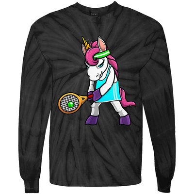 Funny Tennis Gift For Women Unicorn Lovers Cool Sports Tie-Dye Long Sleeve Shirt