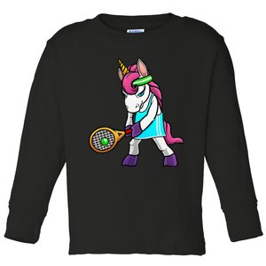 Funny Tennis Gift For Women Unicorn Lovers Cool Sports Toddler Long Sleeve Shirt