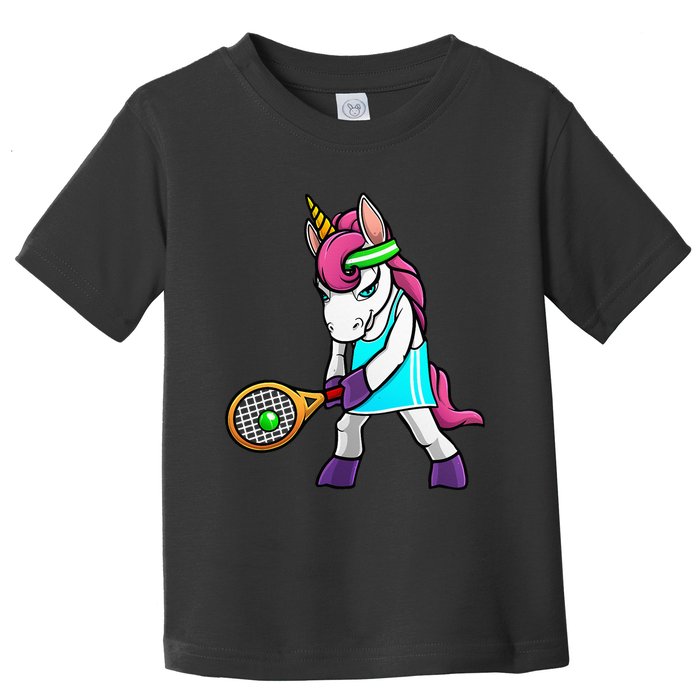 Funny Tennis Gift For Women Unicorn Lovers Cool Sports Toddler T-Shirt