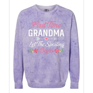 First Time Grandma Let The Spoiling Begin Birthday Grandma Colorblast Crewneck Sweatshirt