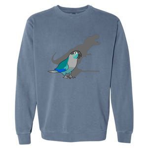 Funny Turquoise Green Cheeked Conure Trex Dinosaur Parrot Garment-Dyed Sweatshirt