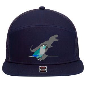 Funny Turquoise Green Cheeked Conure Trex Dinosaur Parrot 7 Panel Mesh Trucker Snapback Hat