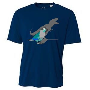 Funny Turquoise Green Cheeked Conure Trex Dinosaur Parrot Cooling Performance Crew T-Shirt