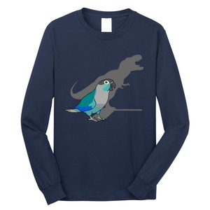 Funny Turquoise Green Cheeked Conure Trex Dinosaur Parrot Long Sleeve Shirt