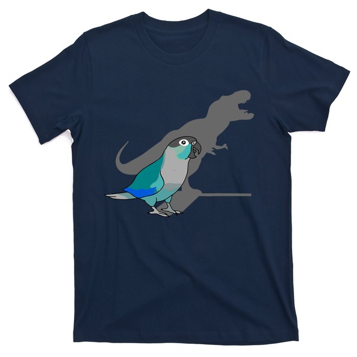 Funny Turquoise Green Cheeked Conure Trex Dinosaur Parrot T-Shirt