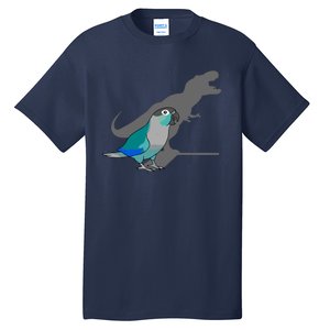 Funny Turquoise Green Cheeked Conure Trex Dinosaur Parrot Tall T-Shirt