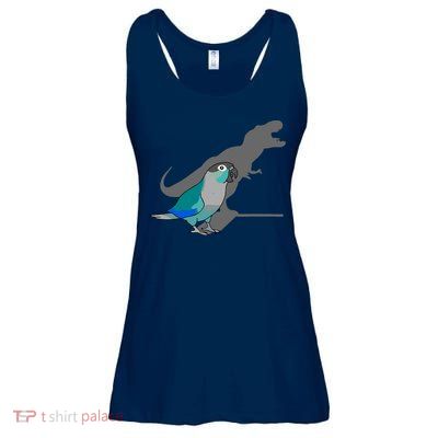 Funny Turquoise Green Cheeked Conure Trex Dinosaur Parrot Ladies Essential Flowy Tank