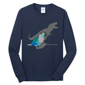 Funny Turquoise Green Cheeked Conure Trex Dinosaur Parrot Tall Long Sleeve T-Shirt