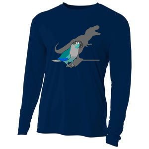 Funny Turquoise Green Cheeked Conure Trex Dinosaur Parrot Cooling Performance Long Sleeve Crew