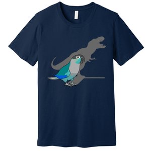 Funny Turquoise Green Cheeked Conure Trex Dinosaur Parrot Premium T-Shirt