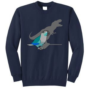 Funny Turquoise Green Cheeked Conure Trex Dinosaur Parrot Tall Sweatshirt