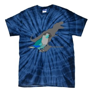 Funny Turquoise Green Cheeked Conure Trex Dinosaur Parrot Tie-Dye T-Shirt