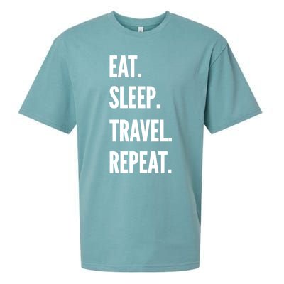 Funny Travel Gift Eat Sleep Travel Repeat Great Gift Sueded Cloud Jersey T-Shirt