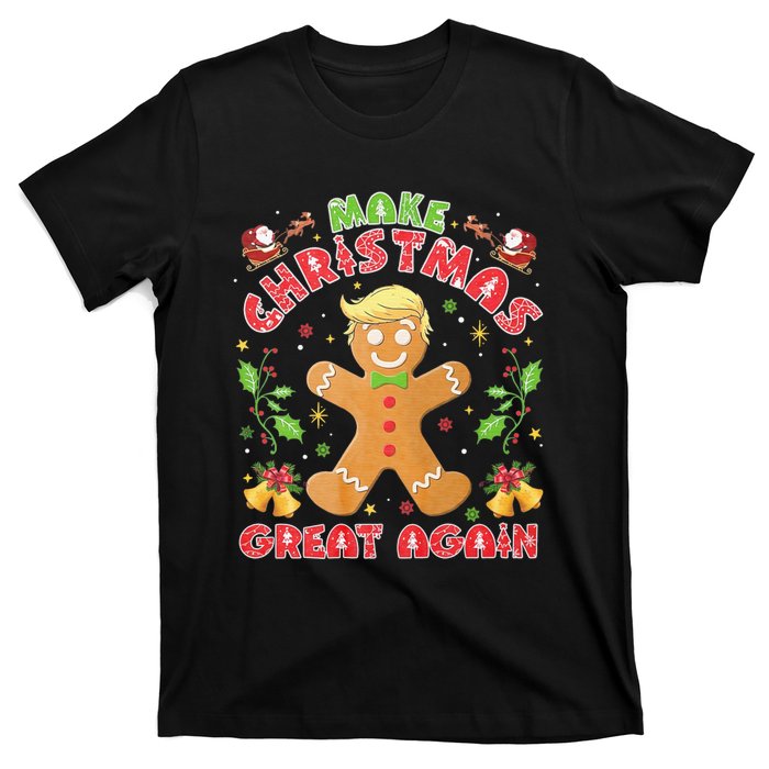 Funny Trump Gingerbread Man Make Christmas Great Again 2024 T-Shirt