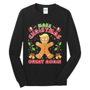 Funny Trump Gingerbread Man Make Christmas Great Again 2024 Tall Long Sleeve T-Shirt