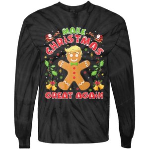 Funny Trump Gingerbread Man Make Christmas Great Again 2024 Tie-Dye Long Sleeve Shirt