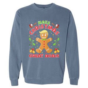 Funny Trump Gingerbread Man Make Christmas Great Again 2024 Garment-Dyed Sweatshirt