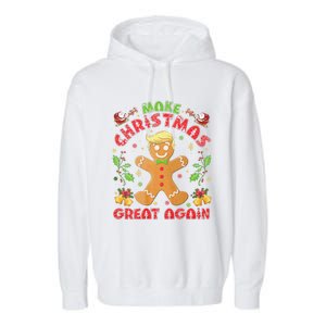 Funny Trump Gingerbread Man Make Christmas Great Again 2024 Garment-Dyed Fleece Hoodie