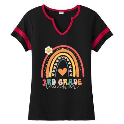 Funny Third Grade Back To School Rainbow Leopard 3Rd Grade Funny Gift Ladies Halftime Notch Neck Tee