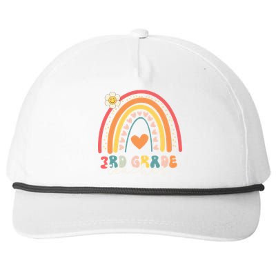 Funny Third Grade Back To School Rainbow Leopard 3Rd Grade Funny Gift Snapback Five-Panel Rope Hat